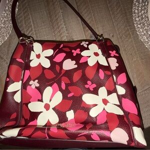 Kate Spade Red and Pink Floral Shoulder Bag
